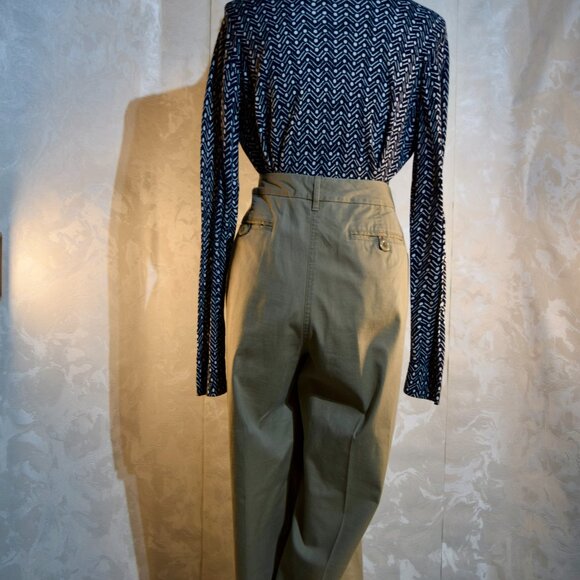 Talbots Size 18 Khaki Tan High Waisted Straight Leg Chino Trousers - Picture 8 of 11